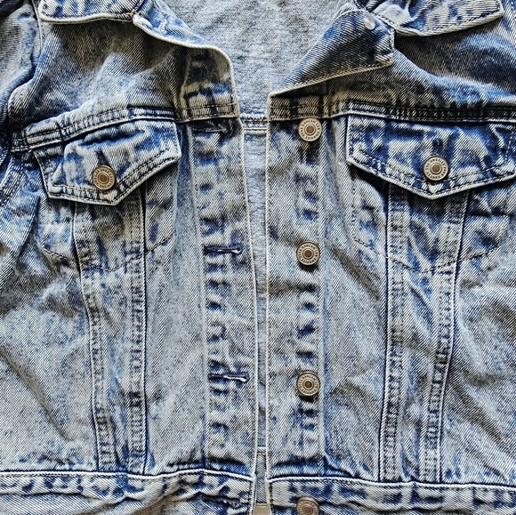 KanCan Acid Wash Blue Jean Jacket Classic Cropped Retro Style - Picture 12 of 14